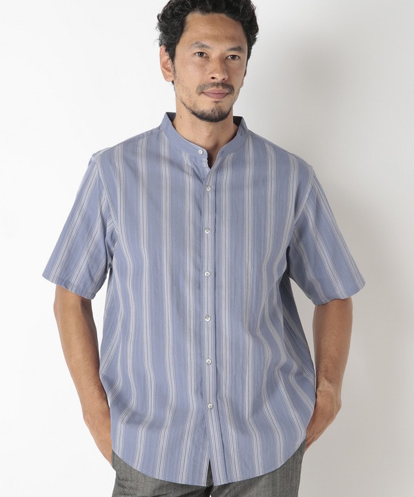 オリエンタルジャガードストライプ半袖シャツ　fabric made in japan 詳細画像 3