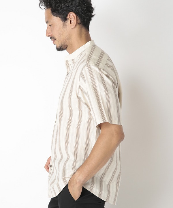 オリエンタルジャガードストライプ半袖シャツ　fabric made in japan 詳細画像 5