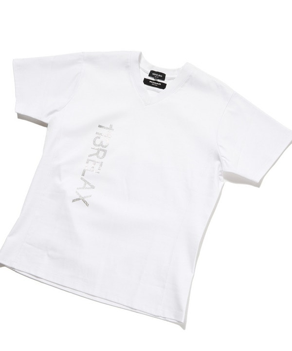 【1PIU1UGUALE3 RELAX】シルケットポンチラインストーンロゴTシャツ 詳細画像 ホワイト 1