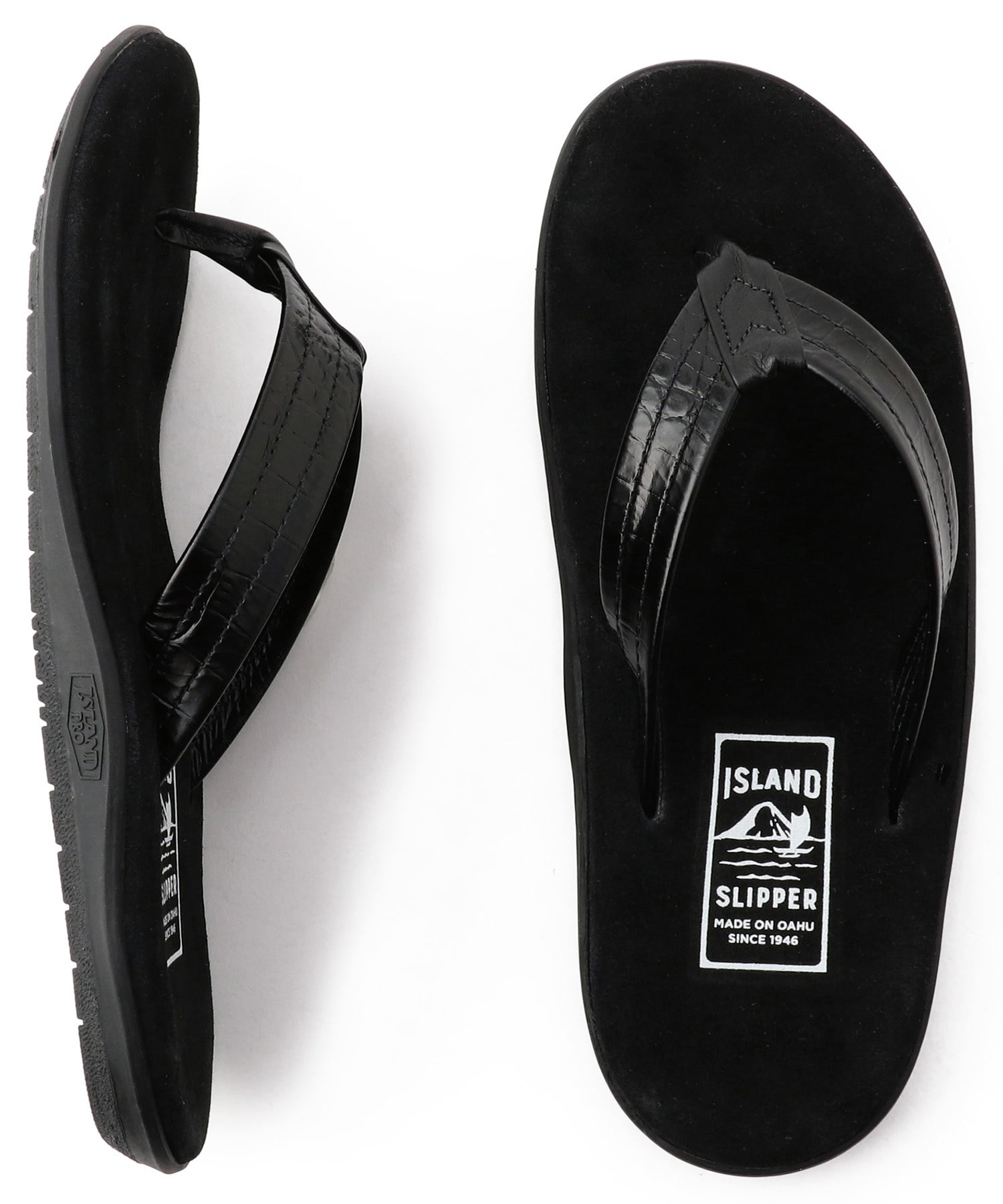 ＜ISLAND SLIPPER（アイランドスリッパ）＞別注リザード型押しレザーサンダル