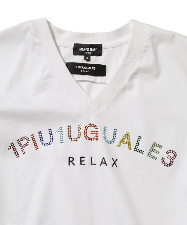 <1PIU1UGUALE3 RELAX(ウノ ピゥ ウノ ウグァーレ トレ リラックス)>ロゴラインストーンTシャツ 詳細画像 6