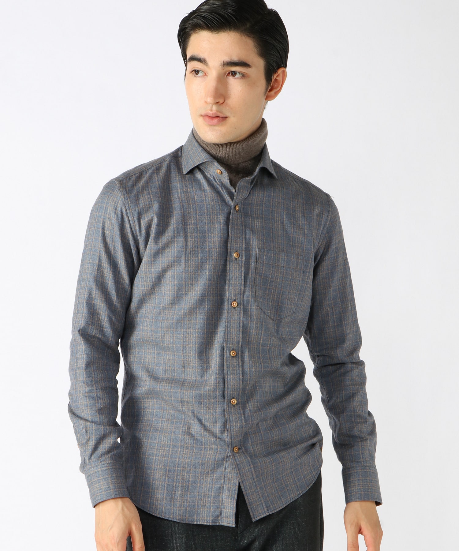 微起毛フランネルチェックカッタウェイカラーシャツ メンズファッション通販 Men S Bigi Online Store メンズビギ オンラインストア