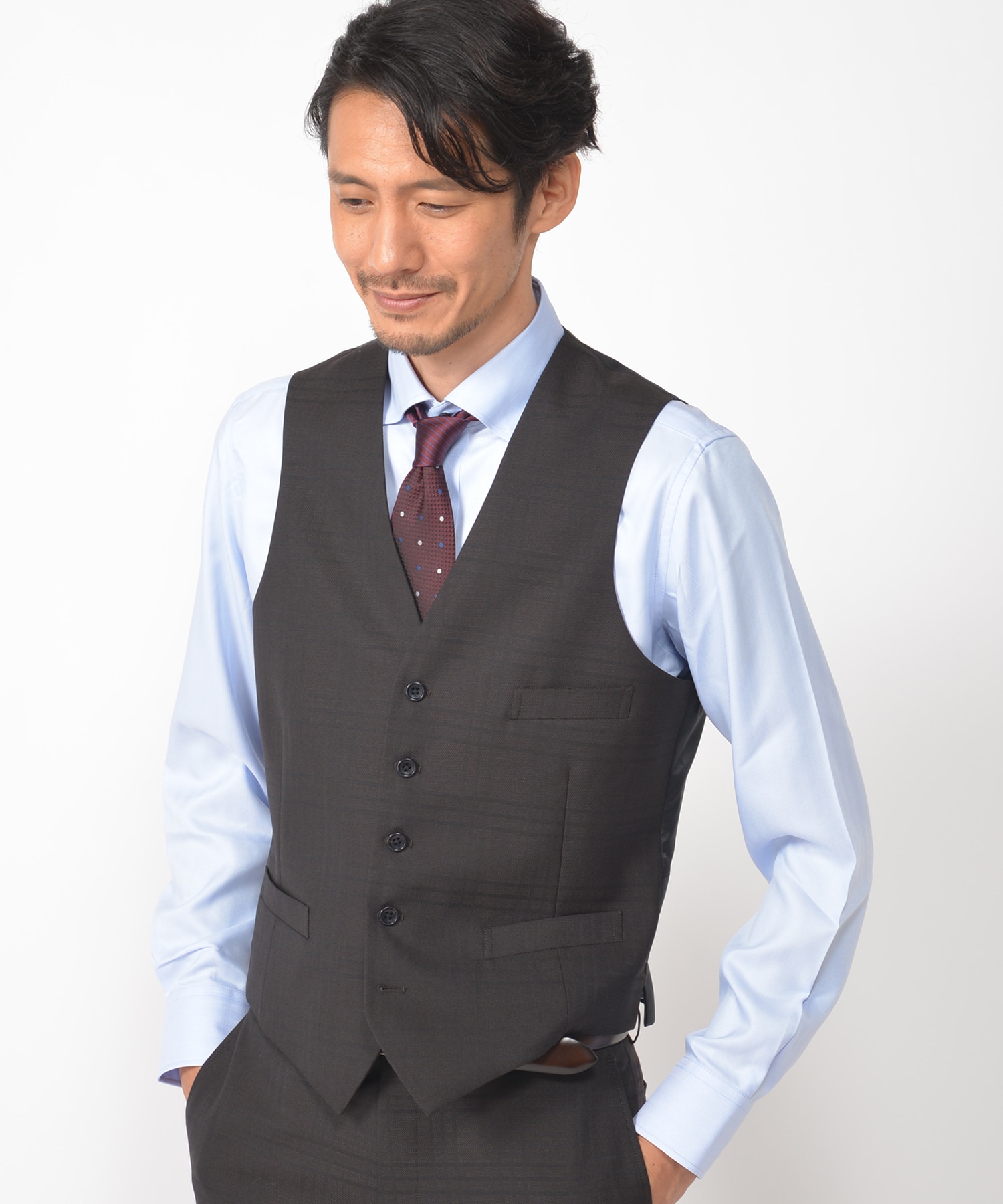 Wホップサック調バスケット柄スーツベスト セットアップ対応 ビジカジ On Off兼用 メンズファッション通販 Men S Bigi Online Store メンズビギ オンラインストア