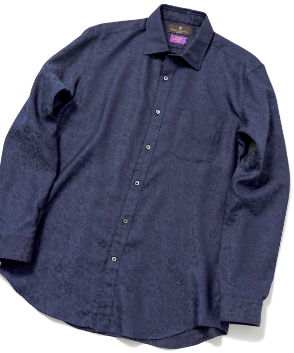 ＜LIBERTY(リバティ)＞バロック調フラワージャガードシャツ　made in japan 詳細画像 ネイビー 1
