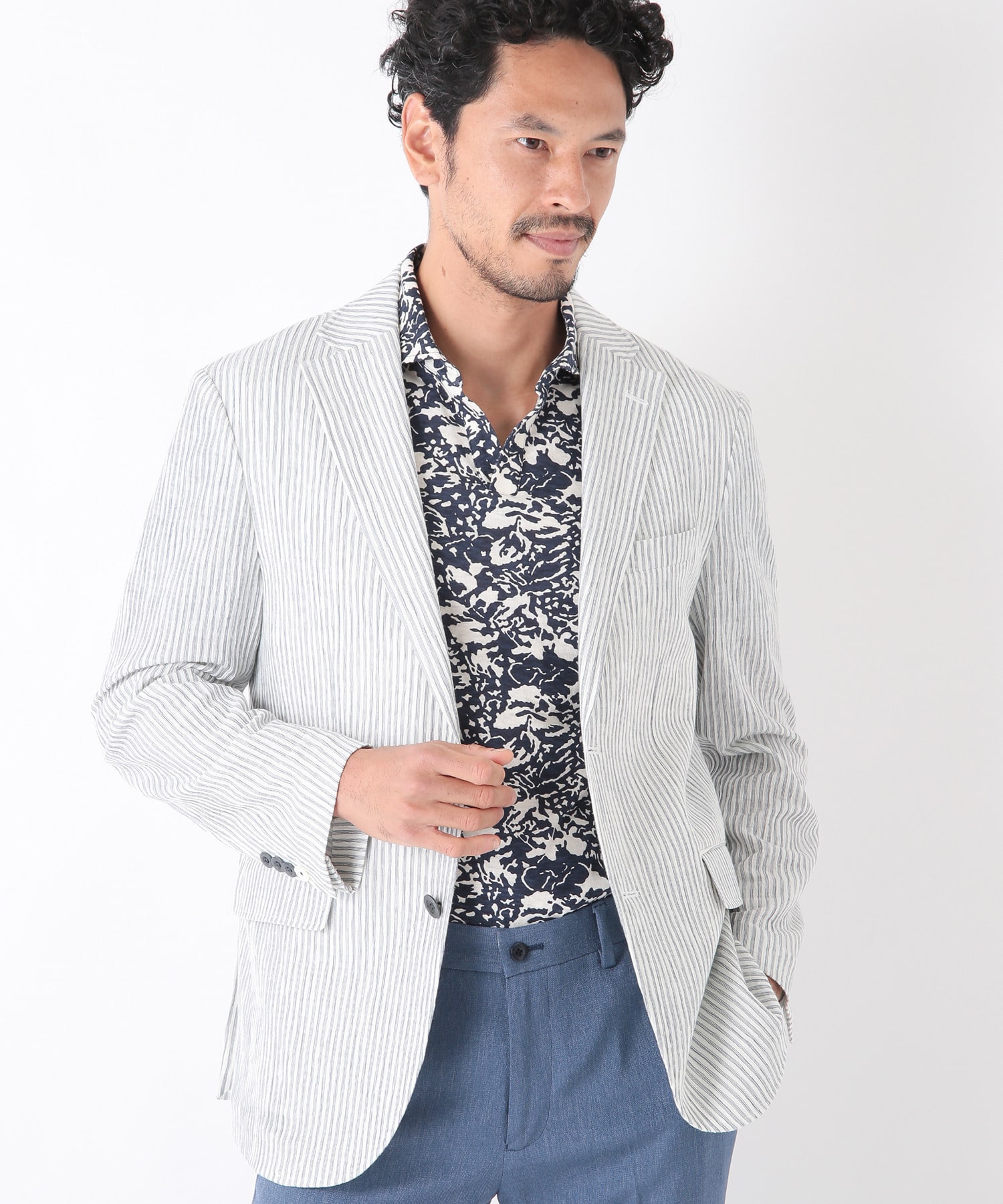 コットンtimes;リネン ストライプジャケット fabric made in japan｜メンズファッション通販 MEN'S BIGI  ONLINE STORE (メンズビギ オンラインストア)