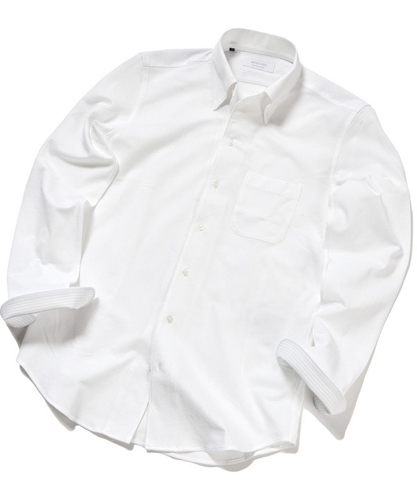 【ACTIVE TAILOR】KANEMASAピンドットジャージボタンダウンドレスシャツ 詳細画像 ホワイト 1