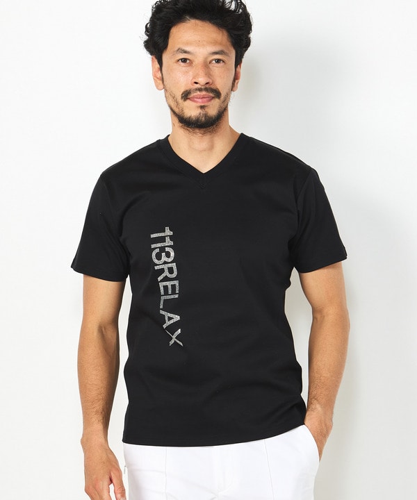 【1PIU1UGUALE3 RELAX】シルケットポンチラインストーンロゴTシャツ 詳細画像 3