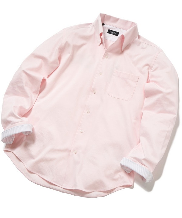 ハイゲージツイルワンピースカラーボタンダウンドレスシャツ 詳細画像 ピンク 1