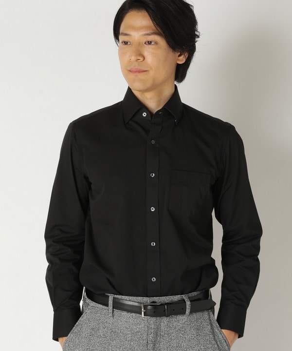 【EASY CARE(イージーケア)】レギュラースナップダウン ツイルシャツ 詳細画像 ブラック 1