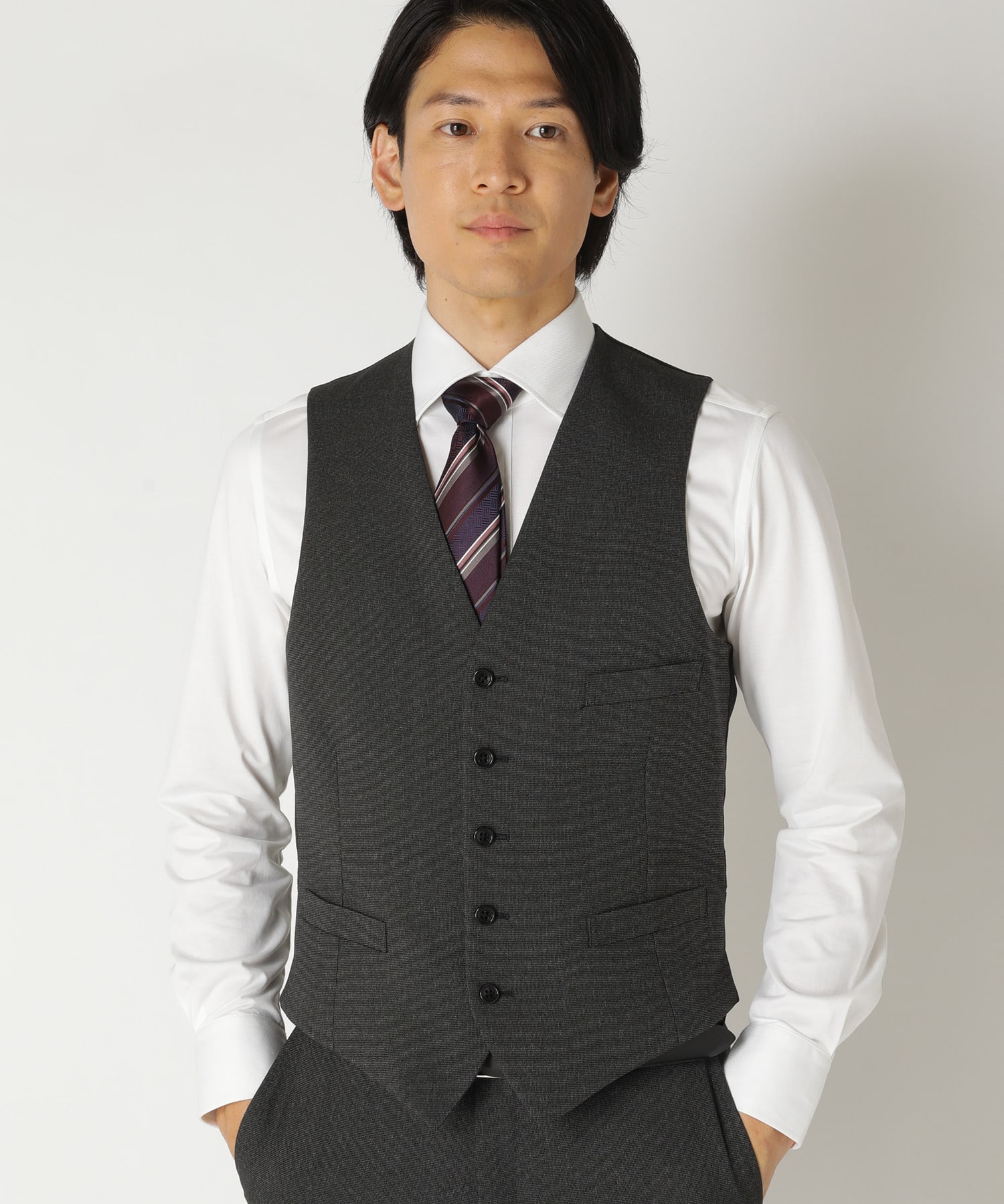 EDUARD DRESSLER】BROWN WOOL ピンヘッド 2Bスーツ - セットアップ