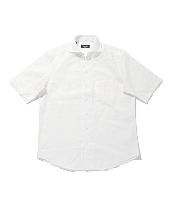 コットンダイヤジャガードパナマメッシュ半袖シャツ 詳細画像 ホワイト 1