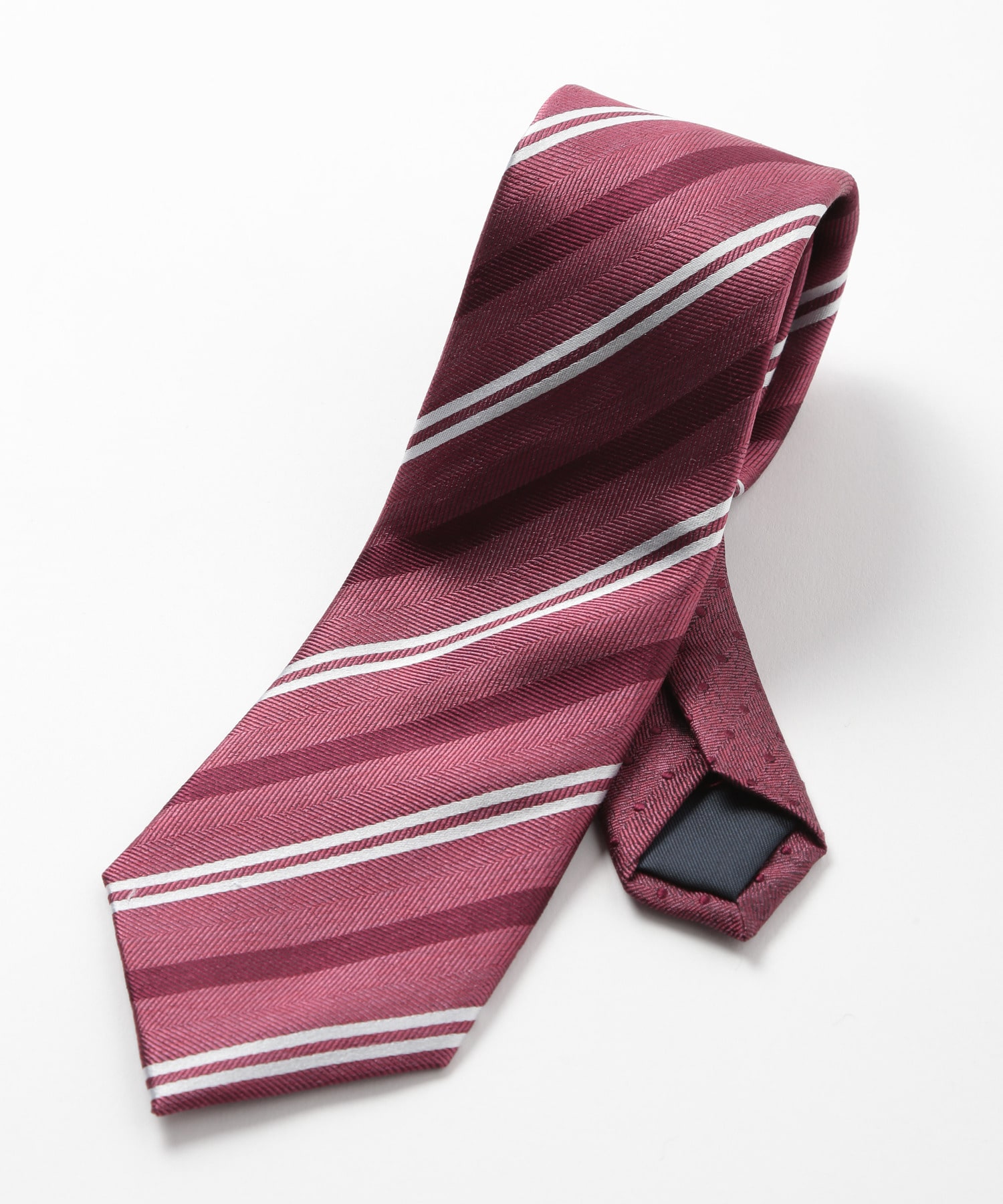 シャンブレーストライプ柄シルクネクタイ｜メンズファッション通販