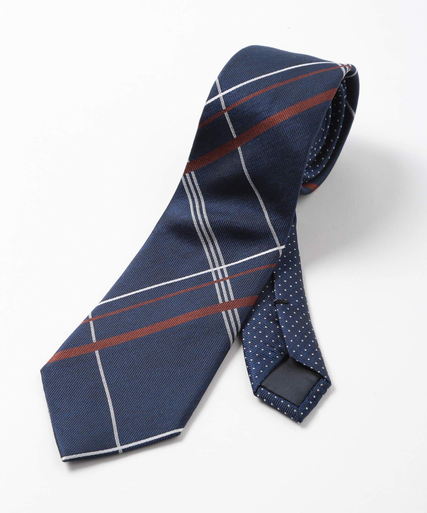 オーバーチェック/ピンドット柄クレリックタイ｜メンズファッション