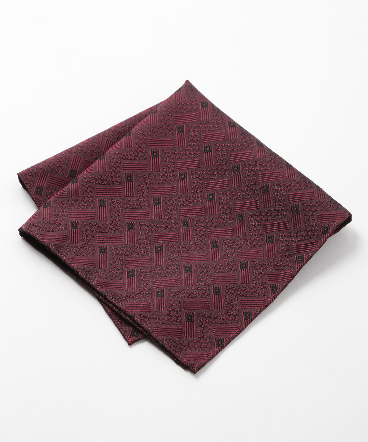 未使用　保管品　TIE YOUR TIE  タイユアタイ　ポケットチーフ TIE YOUR TIE(タイユアタイ)】ジオメトリック柄シルクチーフ
