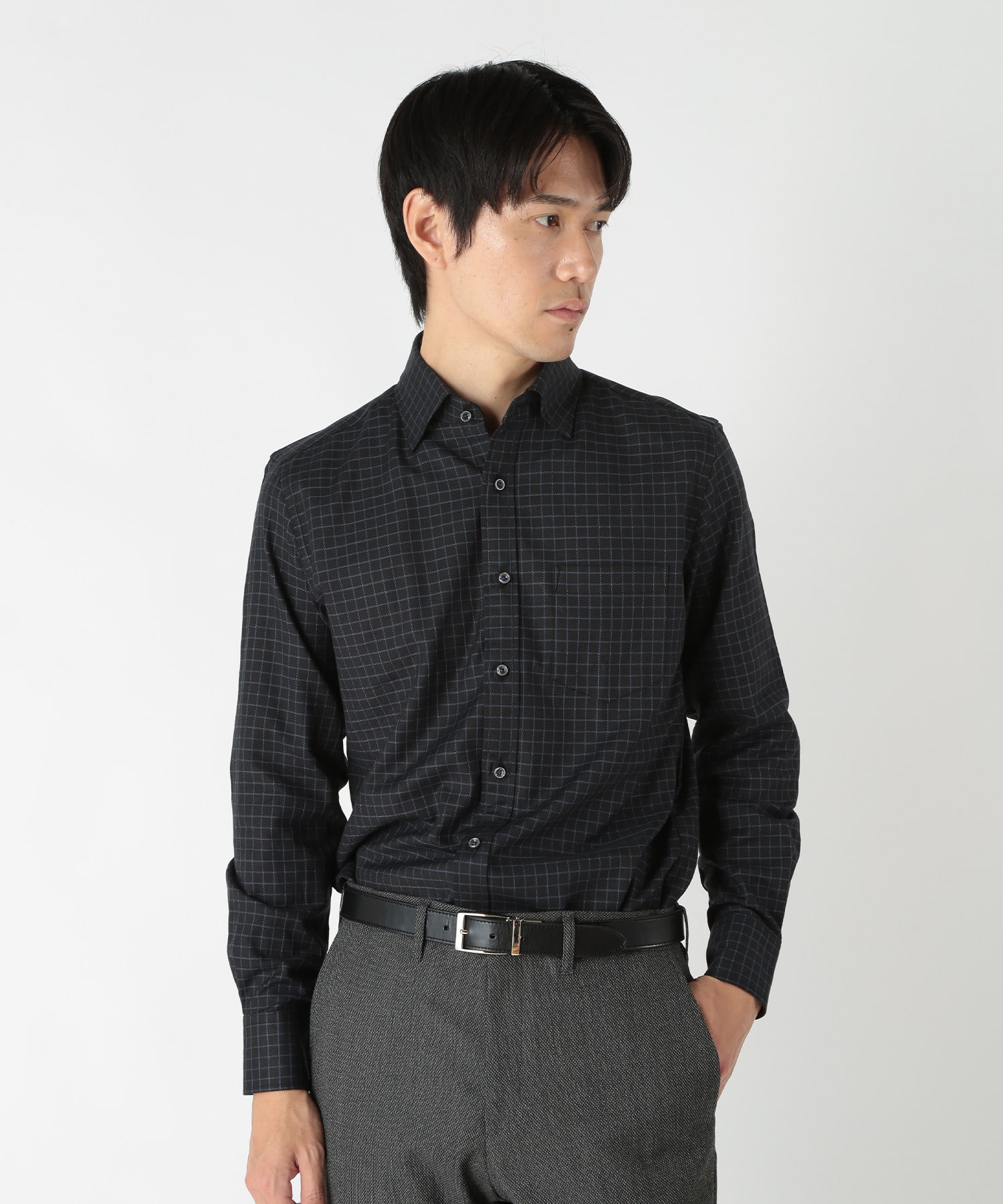 G/FORE メンズシャツブラックsizeL コットングラフチェックストレッチシャツ｜メンズファッション