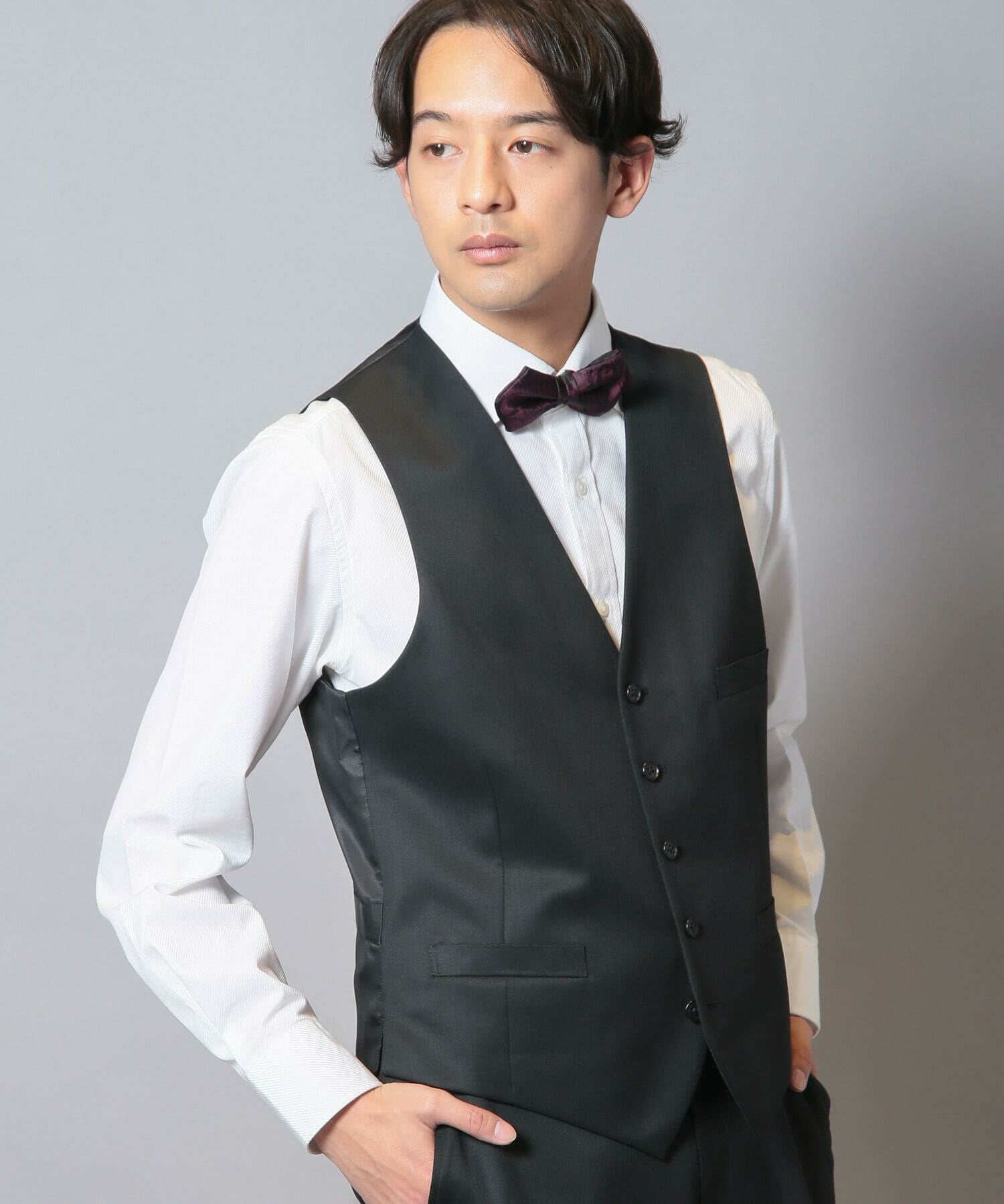 ウールポリエステルギャバジンスーツベスト（同素材セットアップあり