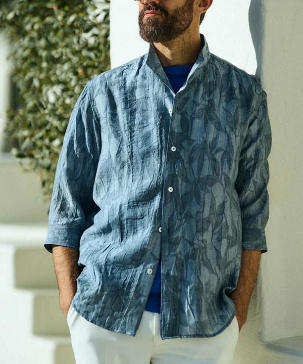 総柄シアージャカード7分袖オープンカラーシャツ 詳細画像 16
