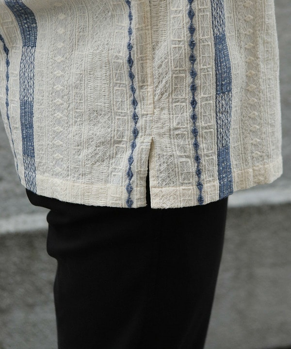 総柄刺繍オープンカラー半袖シャツ 詳細画像 7