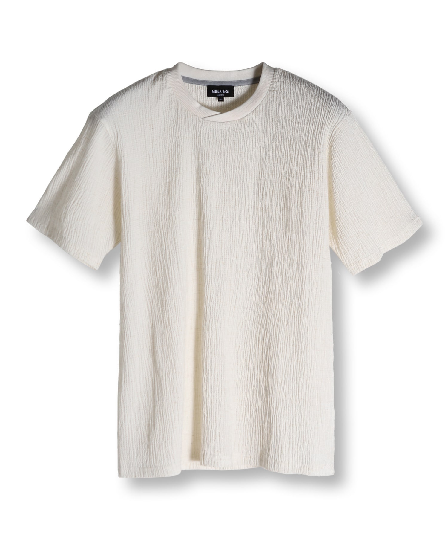 リネンブレンド楊柳リブネックTシャツ リネンブレンド楊柳リブネックTシャツ｜メンズファッション通販
