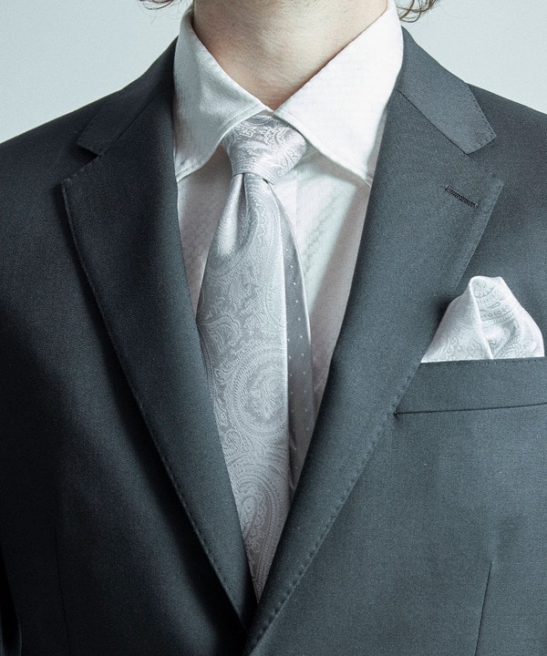 シャドーペイズリー×ドット柄シルクネクタイ 詳細画像 3