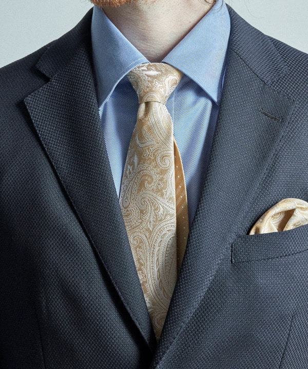 シャドーペイズリー×ドット柄シルクネクタイ 詳細画像 4