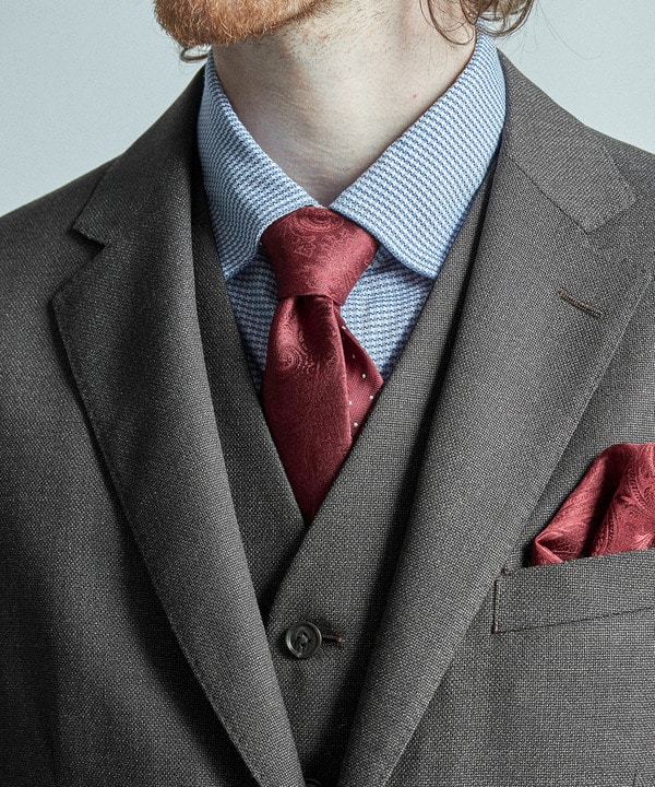 シャドーペイズリー×ドット柄シルクネクタイ 詳細画像 5