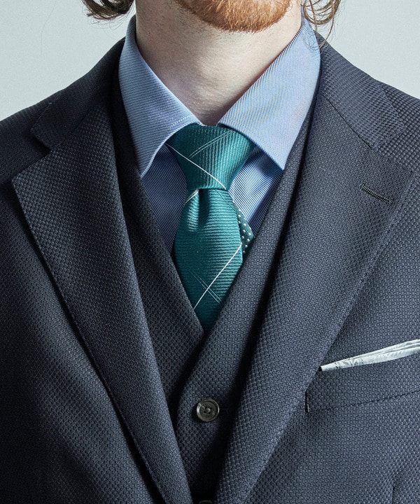 チェック×ドット柄シルクネクタイ 詳細画像 3