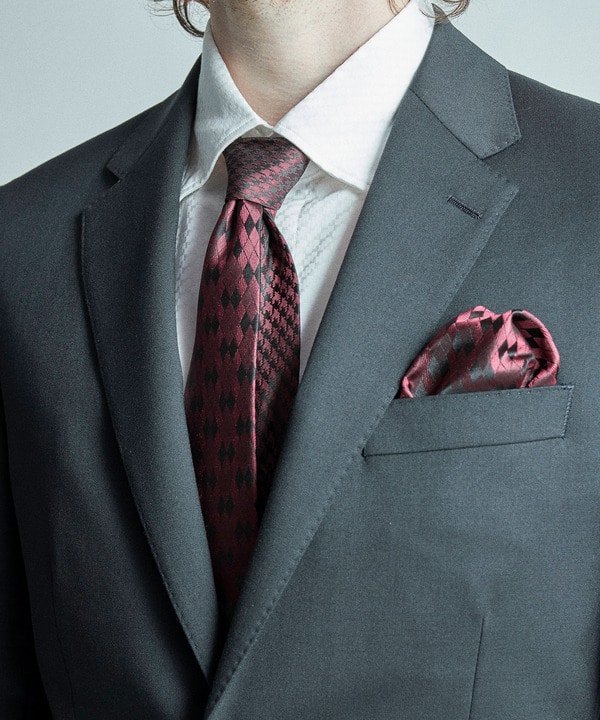 変形アーガイル×シャドー千鳥柄シルクネクタイ 詳細画像 4