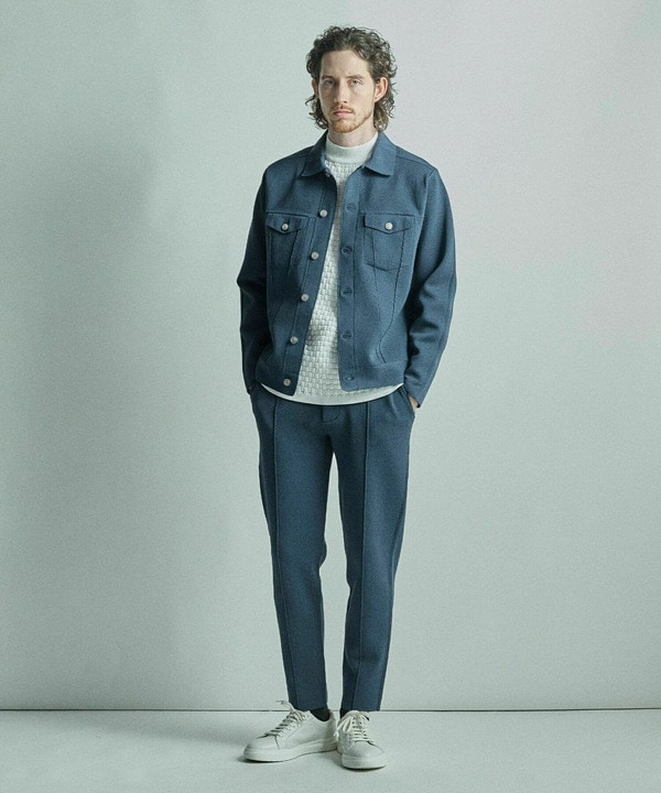 デニムジャケット風ミラノリブニットアウター 詳細画像 19