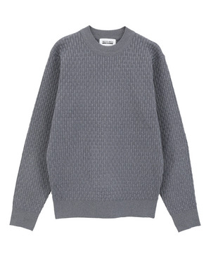 ブリスター柄長袖モックネックニット