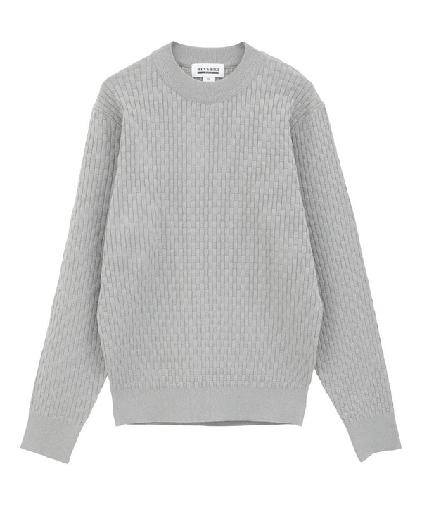 ブリスター柄長袖モックネックニット 詳細画像 ライトグレー 1