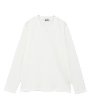 ジャカードストライプVネックニット