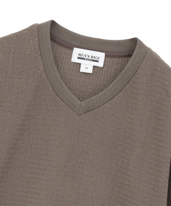 ジャカードストライプVネックニット 詳細画像 2