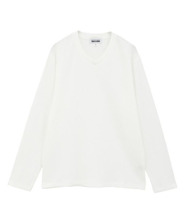 ジャカードストライプVネックニット 詳細画像 ホワイト 1