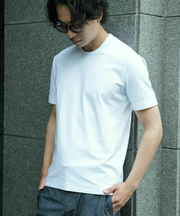 【ACTIVE TAILOR/アクティブテイラー】シルケットスムースクルーネックTシャツ＜接触冷感 / UVカット＞ 詳細画像 1