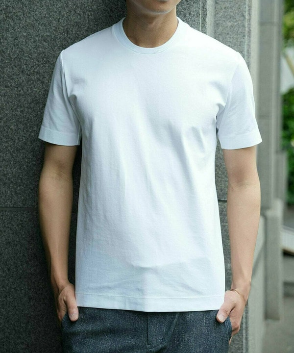 【ACTIVE TAILOR/アクティブテイラー】シルケットスムースクルーネックTシャツ＜接触冷感 / UVカット＞ 詳細画像 2