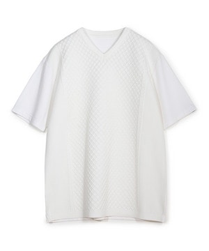 サマーニットコンビVネック半袖Tシャツ