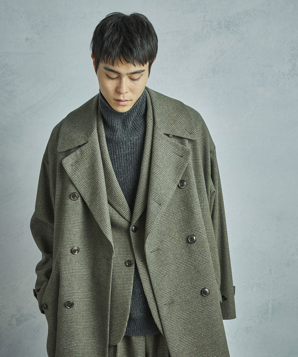 【50th Anniv . 菊池武夫】WOOL GLEN PLAID COAT 詳細画像 16