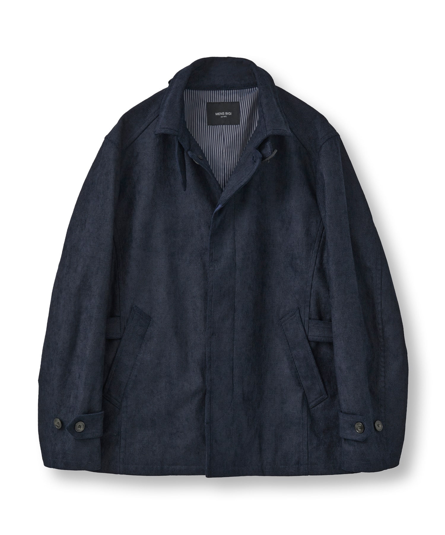【MEN’S BIGI】へリンボン柄メルトンスタンドカラーブルゾンコート ヘリンボーンプリント スタンドカラーブルゾン＜ストレッチ