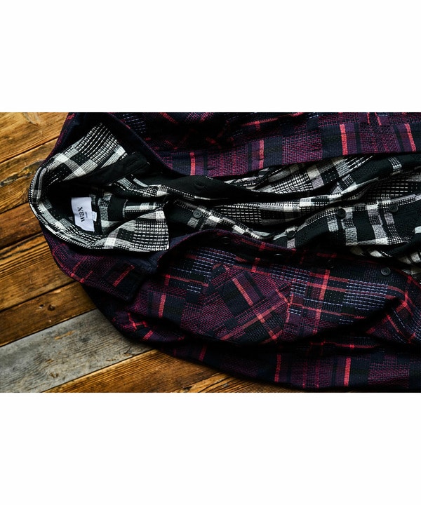 【Wax London/ワックスロンドン】Whiting バスケット織チェック柄シャツジャケット 詳細画像 16