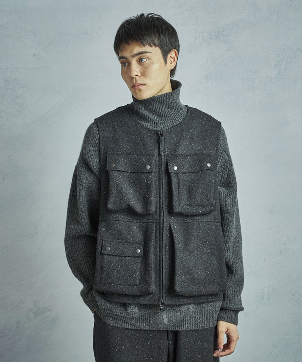 【50th Anniv . 菊池武夫】HARRIS TWEED COLOR NEP VEST  詳細画像 13