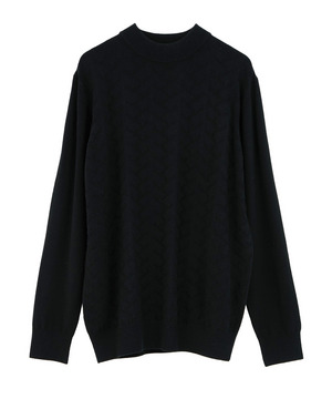【ACTIVE TAILOR/アクティブテイラー】12Gジャカードモックネックニット