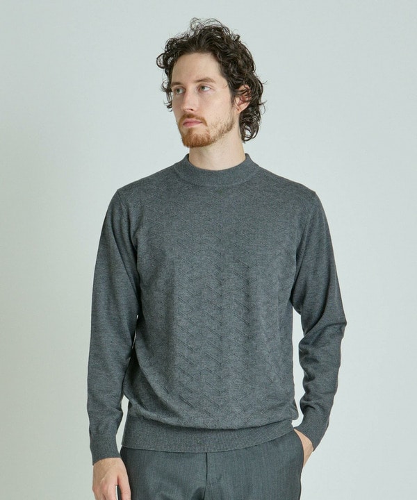 【ACTIVE TAILOR/アクティブテイラー】12Gジャカードモックネックニット 詳細画像 6