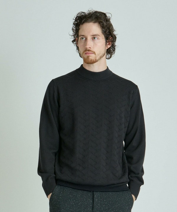 【ACTIVE TAILOR/アクティブテイラー】12Gジャカードモックネックニット 詳細画像 7
