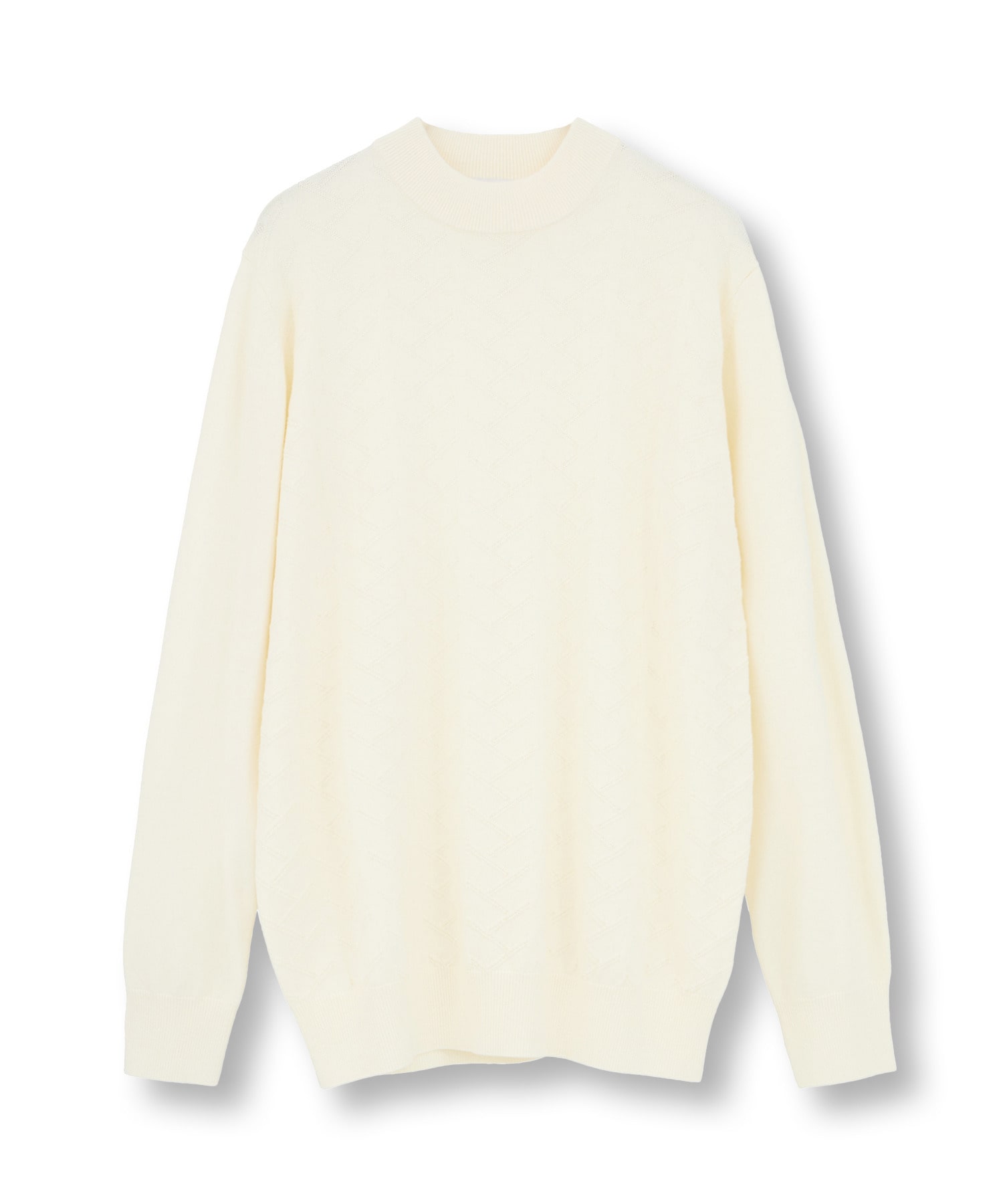マークステイラー白ニット定価3万 ACTIVE TAILOR/アクティブテイラー】12Gジャカードモックネックニット