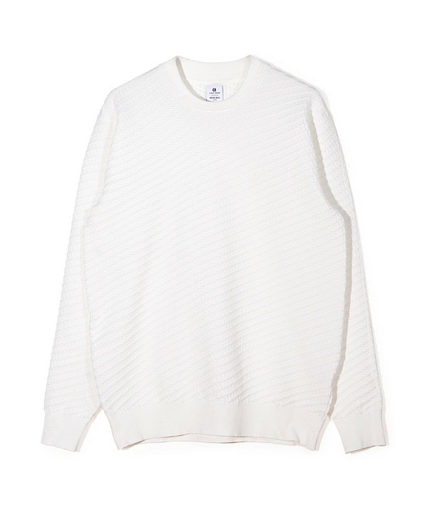 【COLE HAAN/コール ハーン】別注ブリスタージャガードハイゲージニットTEE<マシンウォッシャブル> 詳細画像 ホワイト 1