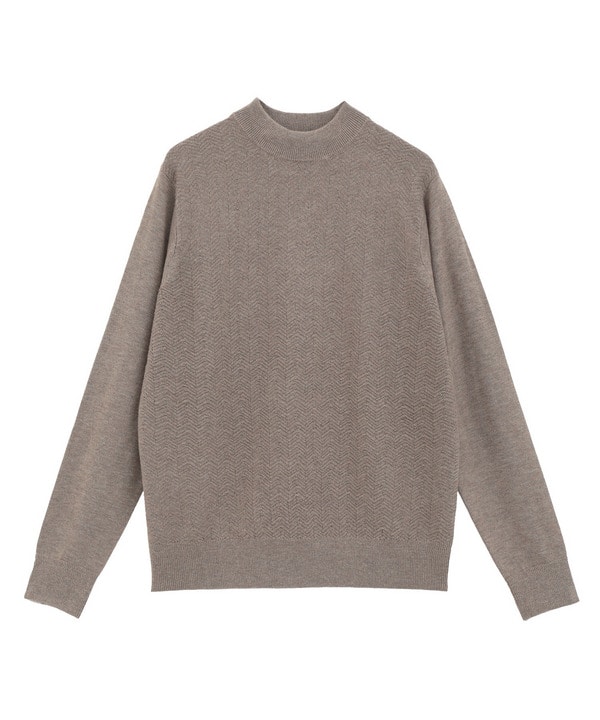 12Gジャカードモックネックニット 詳細画像 ブラウン 1