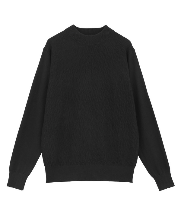 12Gジャカードモックネックニット 詳細画像 ブラック 1
