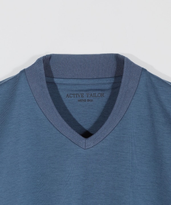 【ACTIVE TAILOR/アクティブテイラー】シルケットスムースVネック長袖Tシャツ 詳細画像 1