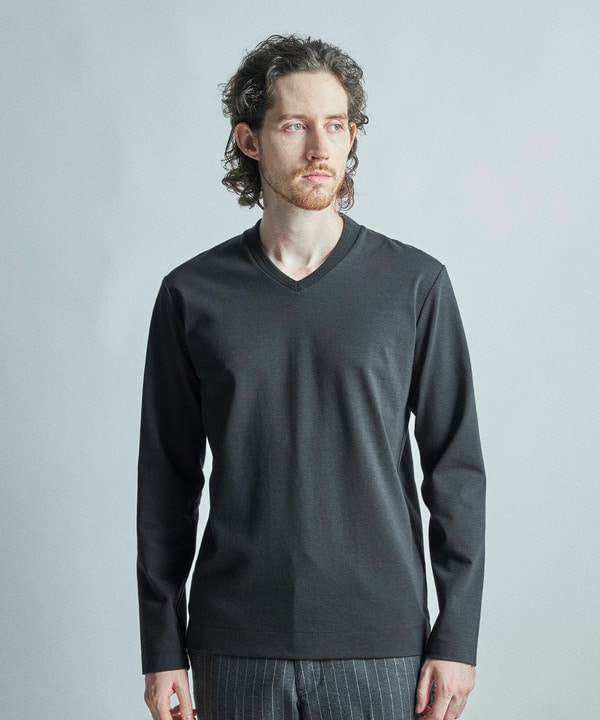 【ACTIVE TAILOR/アクティブテイラー】シルケットスムースVネック長袖Tシャツ 詳細画像 15